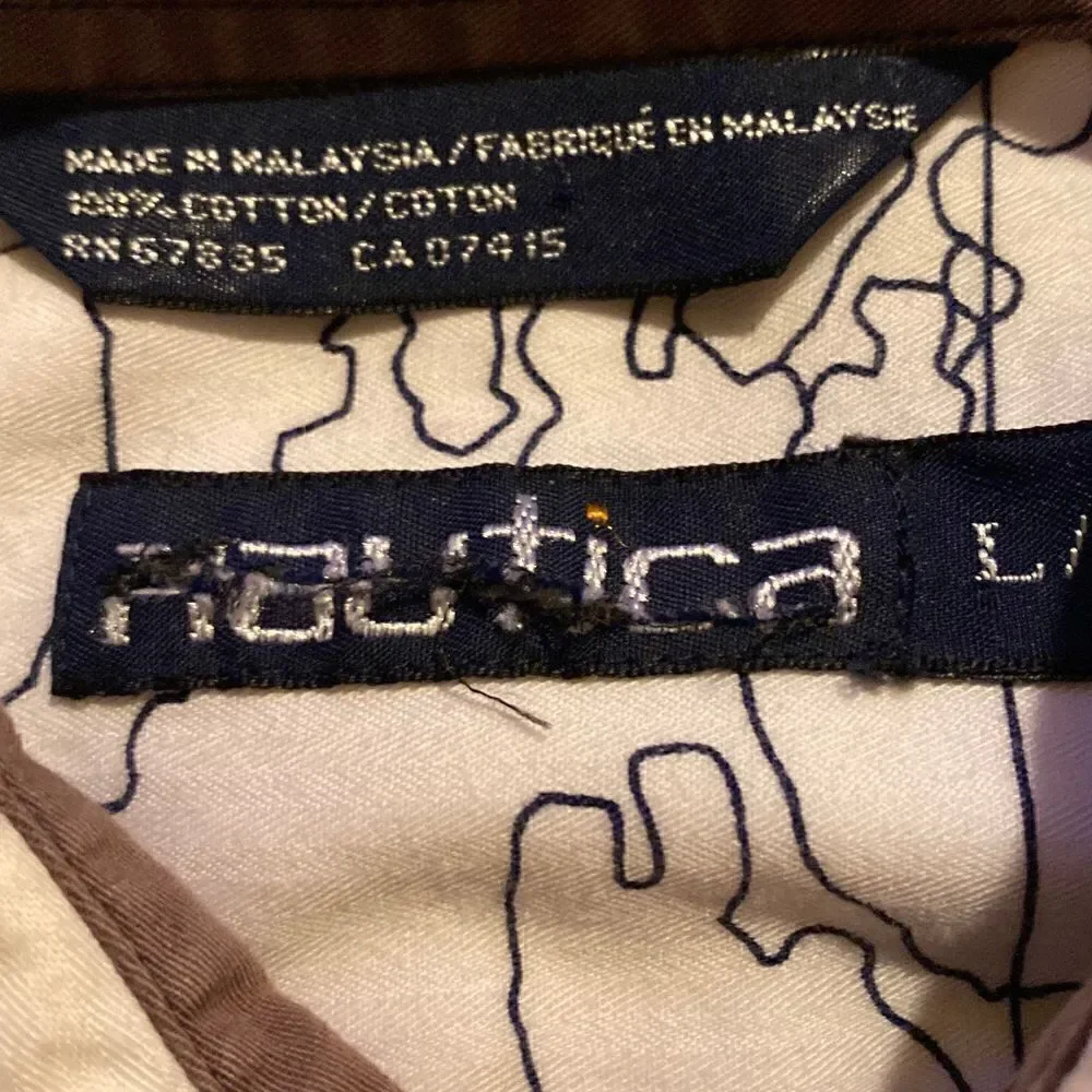 Vintage Nautica Blue water Challenge Ocean Map shirt sz Large Button up - Picture 10 of 10